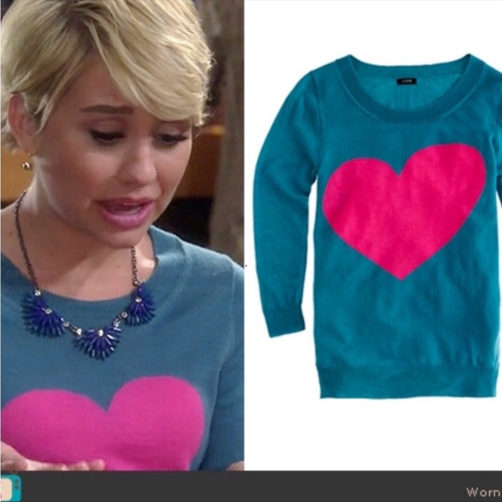 J. Crew heart merino wool sweater sz S
